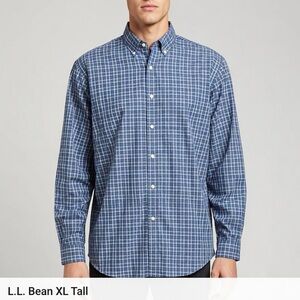 L.L.Bean Men’s Plaid Button-Down Shirt XL Tall Traditional Fit Oxford